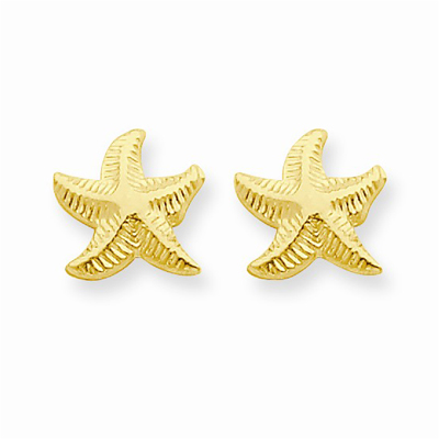 Starfish Post Earrings, 14K Gold