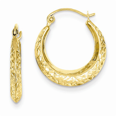 Textured Hollow Hoop Earrings, 14K Yellow Gold