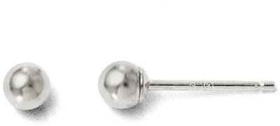 3mm Polished Ball Stud Earrings, 14K White Gold