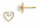 3mm Opal Birthstone Heart Earrings, 14K Gold