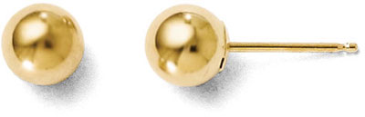 5mm Polished Ball Stud Earrings, 14K Gold