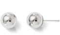 8mm Polished Ball Stud Earrings, 14K White Gold