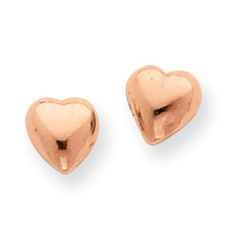 14K Rose Gold Heart Stud Earrings