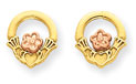 Claddagh Stud Earrings in 14K Yellow and Rose Gold