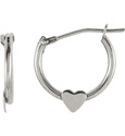 Petite Hoop Heart Earrings, 14K White Gold