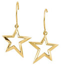 Star Dangle Earrings, 14K Yellow Gold