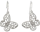 Floral Butterfly Earrings, Sterling Silver