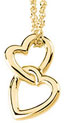 Double Heart Pendant, 14K Yellow Gold