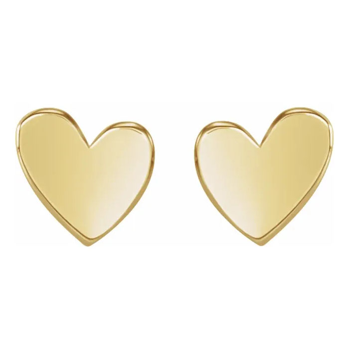 Asymmetrical Heart Stud Earrings in 14K Gold