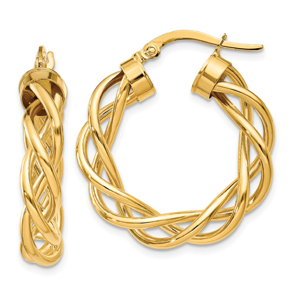 Braided Hoop Earrings in 14K Gold