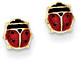 Enameled Ladybug Stud Earrings, 14K Gold