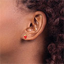 14K Gold Red Enameled Strawberry Stud Earrings 2