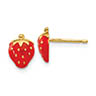 14k gold red enameled strawberry stud earrings