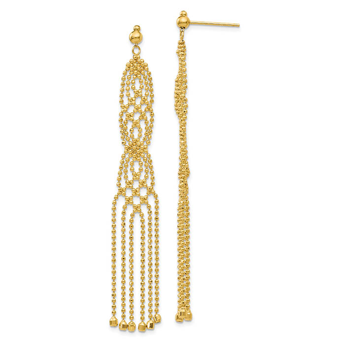 extra long beaded chandelier earrings 14k gold