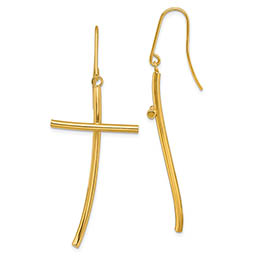 Extra-Large 14K Gold Cross Dangle Earrings