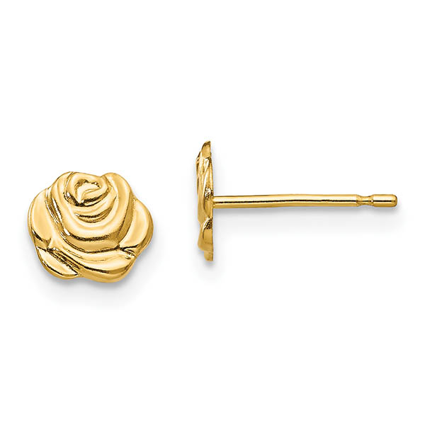 small 14k gold rose stud earrings
