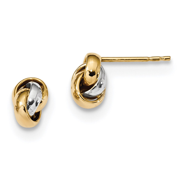 Small 14K Two-Tone Gold Polished Love-Knot Earrings
