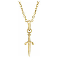 14k gold small dagger necklace