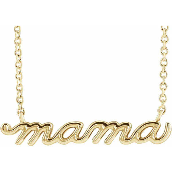14K Gold Mamma Necklace with Cable Chain, 16