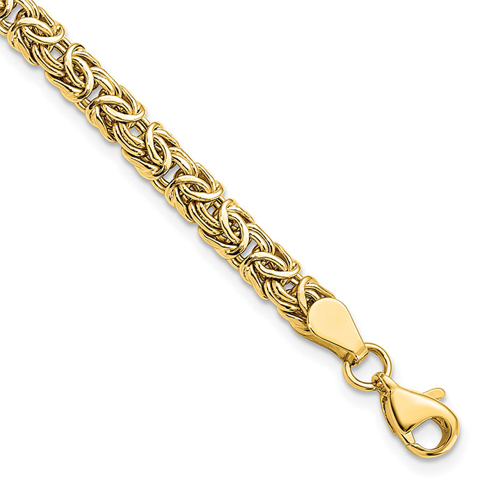 14K Yellow Gold 5mm Byzantine Bracelet
