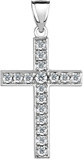 0.90 Carat Men's Diamond Cross Pendant, 14K White Gold