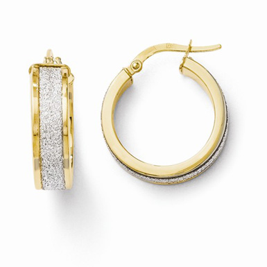 14K Yellow and White Gold Glimmer Hoop Earrings