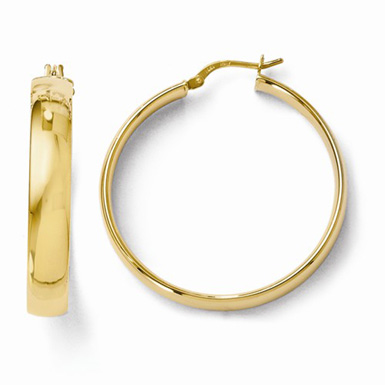 14K Yellow Gold High-Polished Hoop Earrings
