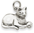 14K White Gold Cat with Yarn Pendant