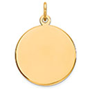 Engravable 14K Yellow Gold High Polished Disk Charm