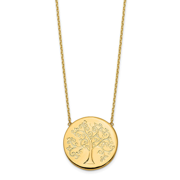 Italian 14K Solid Gold Tree of Life Necklace, 18 Inches