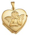14k gold angel heart locket pendant