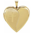 14k gold christian cross heart locket pendant