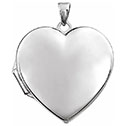 14k white gold plain heart locket pendant