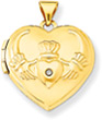 Claddagh Heart Locket, 14K Gold