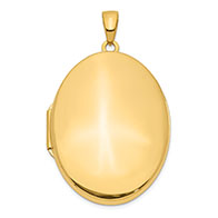 Large 14K Gold Plain Oval Locket Pendant