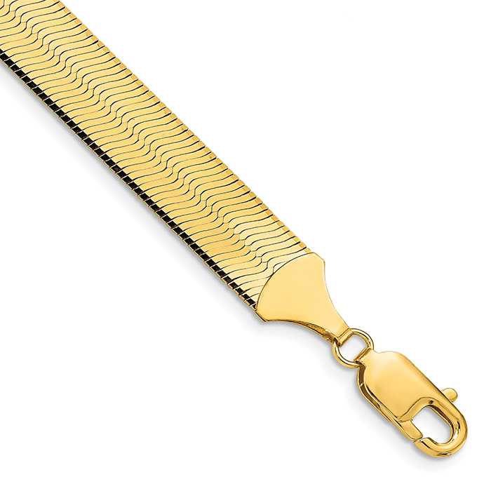 10mm Herringbone Bracelet 14K Solid Gold