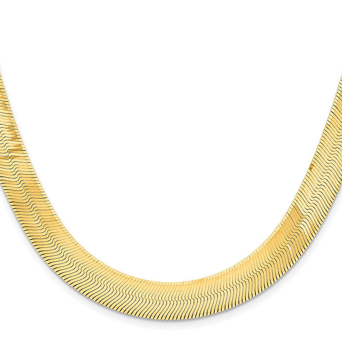 10mm Herringbone Necklace 14K Gold