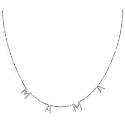 14k white gold mama necklace