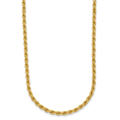 18K Gold 3mm Rope Chain Necklace