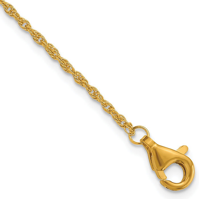 24K Gold 1.35mm Open Weave Rope Chain Necklace