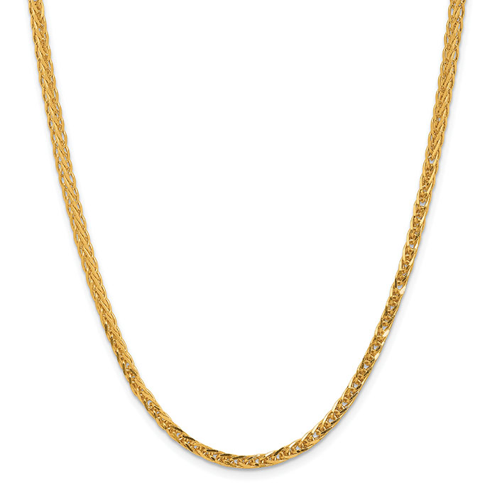 24K Gold 1.3mm Spiga Wheat Chain Necklace, 20 Inches