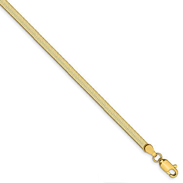 3mm Herringbone Bracelet 14K Solid Gold