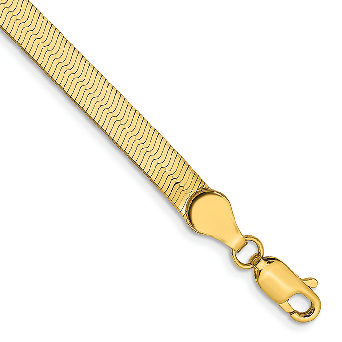 4mm Herringbone Bracelet 14K Solid Gold