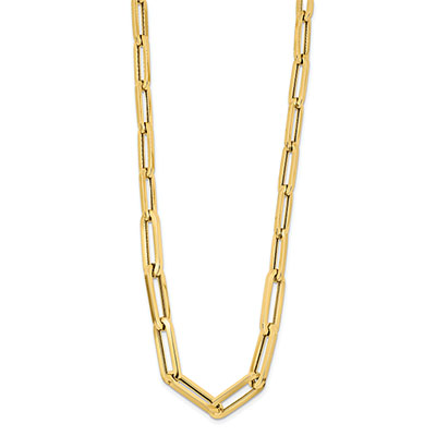 Italian 6.7mm Paper Clip Necklace 14K Gold 18 Inches