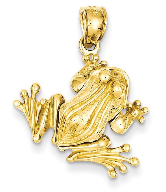 14K Gold 3D Moveable Frog Pendant