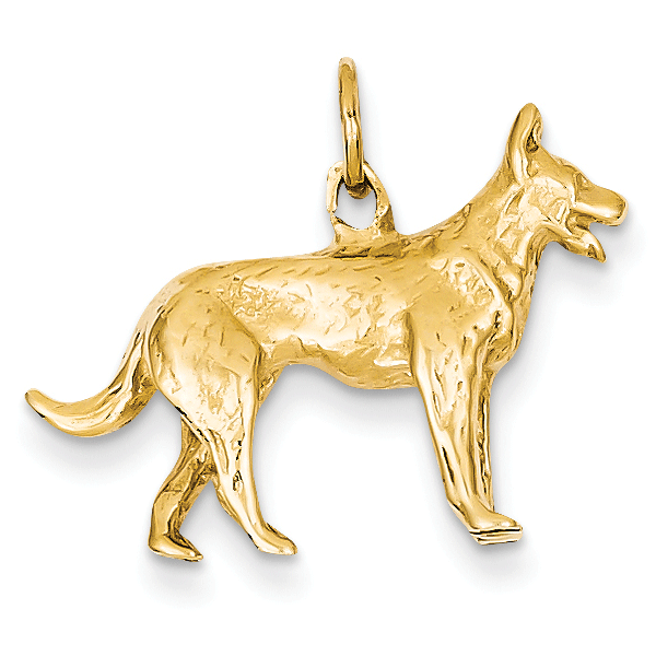 14K Gold German Shepherd Pendant Necklace