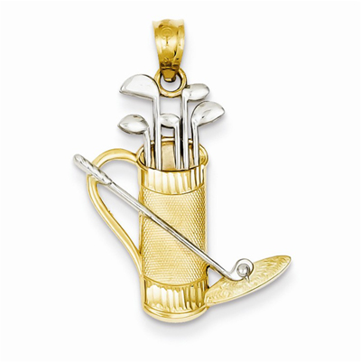 Golf Bag Pendant in 14K Gold and Rhodium