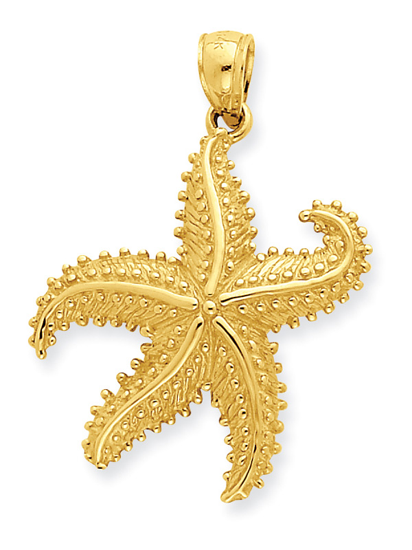 Moving Starfish Pendant, 14K Gold