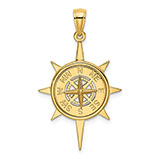 14k gold nautical star compass pendant