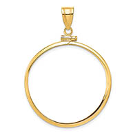 14K Gold Plain Polished Bezel Pendant for 1/2 Oz Gold Coin with Screw-Top (27mm)